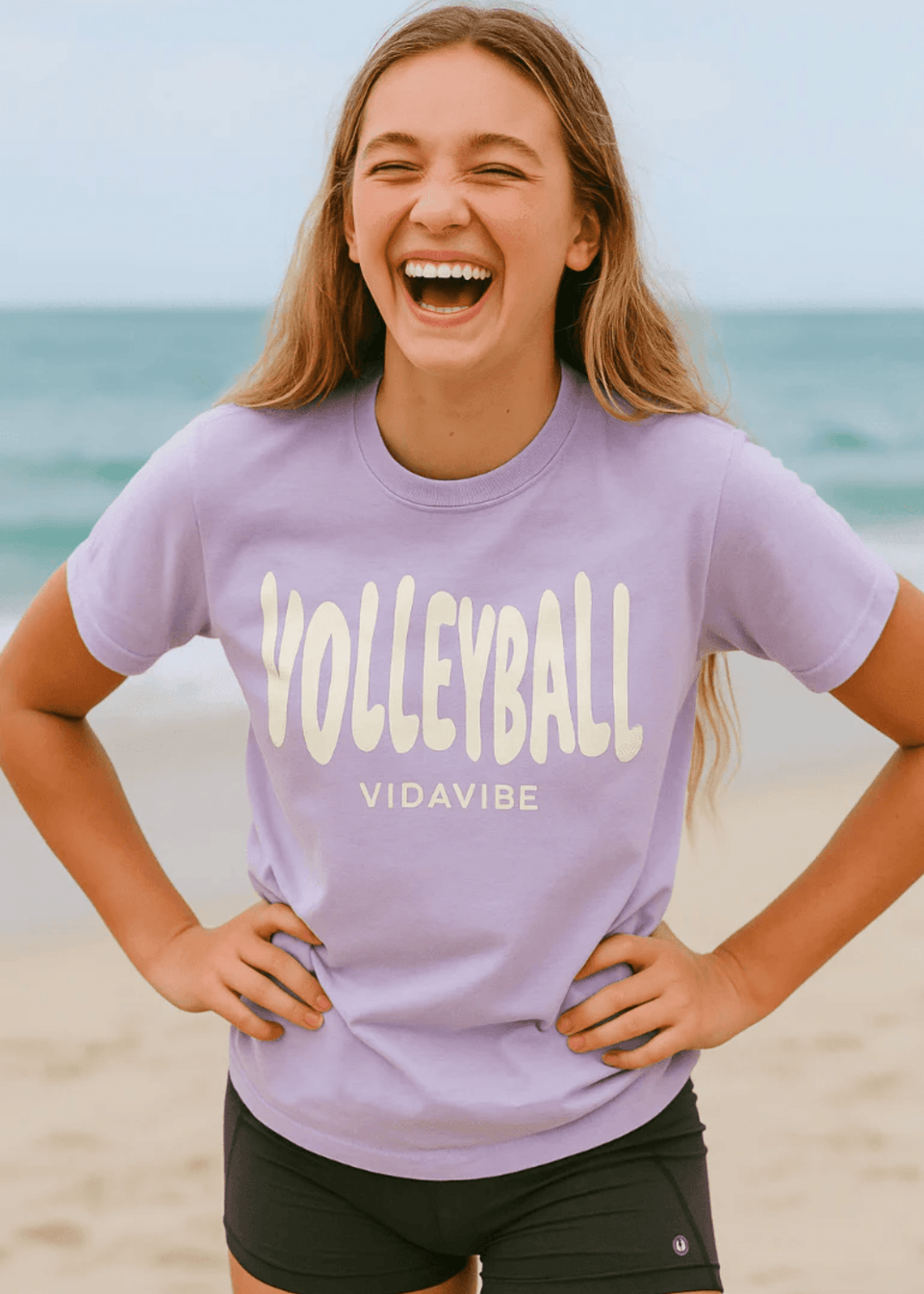 Lilac and White Volleyball Tee
